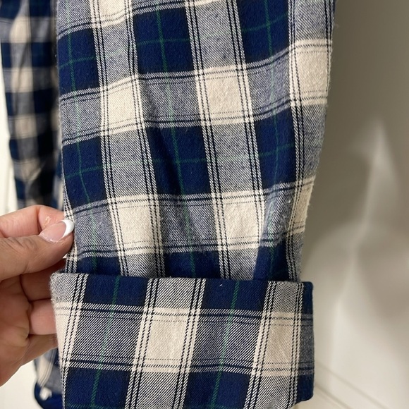 Paparazzi Blue Plaid Flannel Velvet Embroidered Button Down Shirt Size 2X Navy - Picture 5 of 11